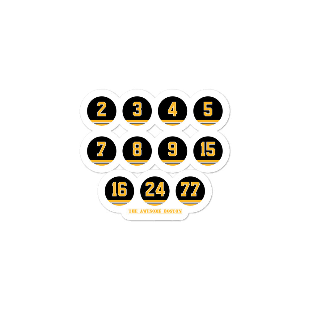 Boston Bruins Black & Gold Retired Numbers Sticker