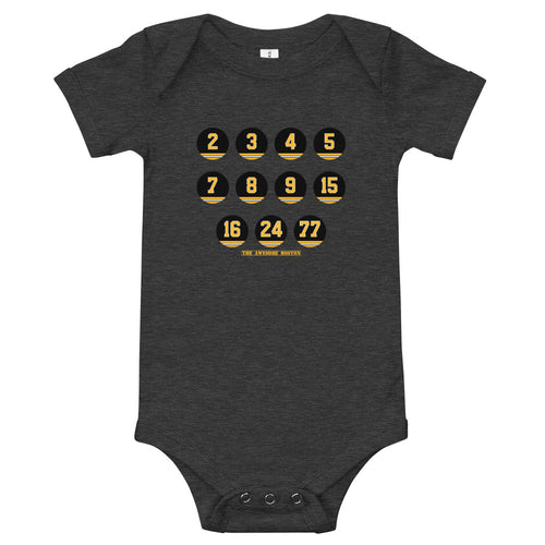 Boston Bruins Retired Numbers Baby Infant Bodysuit