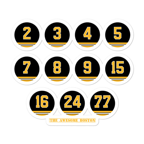 Boston Bruins Black & Gold Retired Numbers Sticker