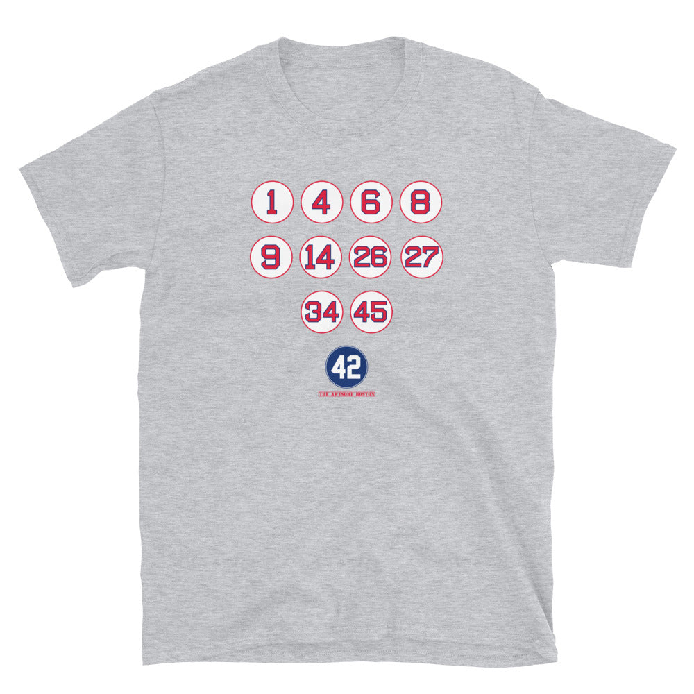 5 Colors Available Boston Baseball Retired Numbers T Shirt